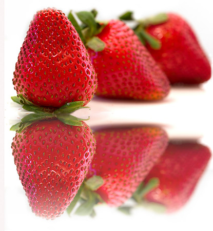 strawberries with reflection